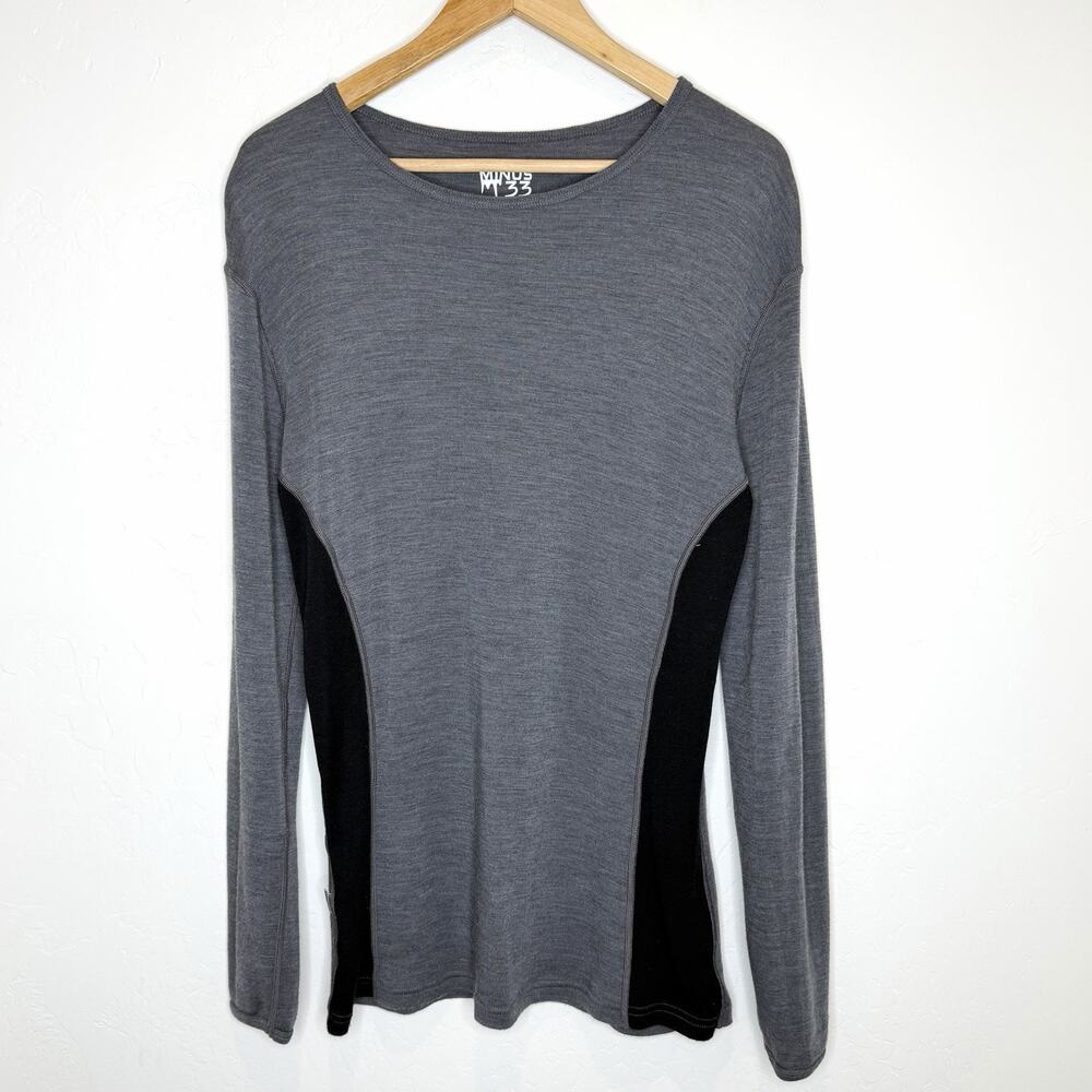 Minus 33 Superfine Merino Wool Long Sleeve Base layer Top Womens XL Gray Black